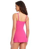 Beyond Control Women's Grommet-Detail Square-Neck Swim Dress