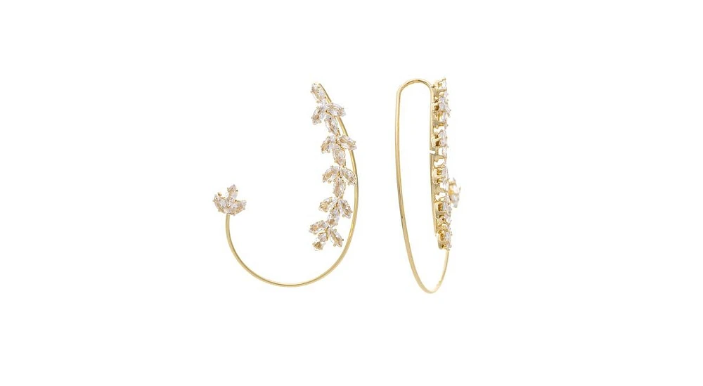 Floral Crawler Slip On Cz Earring