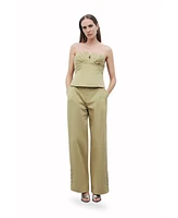 Nocturne Women's Almond-Accented Crop Top