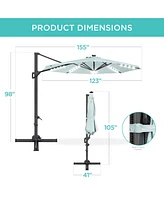 Best Choice Products 10ft 360-Degree Solar Led Lit Cantilever Patio Umbrella, Outdoor Hanging Shade