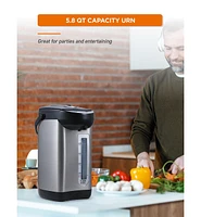 Commercial Chef Electric Hot Water Dispenser, 750W Stainless Steel Water Boiler with 5.8 Qt. Capacity, 360-Degree Base, 3 Dispensing Modes, Chlorine R