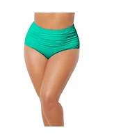 Swimsuits for All Plus Shirred High Waist Swim Brief