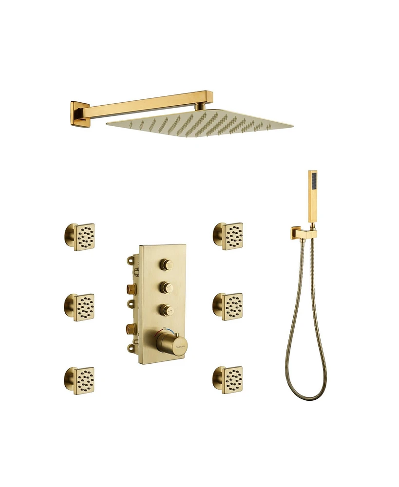 Luxury Rainfall Shower Head with Thermostatic Handle - Child-Safe & Adjustable Temperature Control