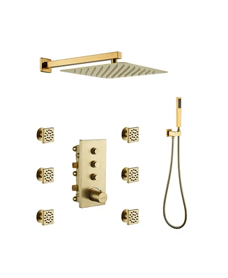 Luxury Rainfall Shower Head with Thermostatic Handle - Child-Safe & Adjustable Temperature Control