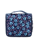 Disney Stitch Character Heads All-Over Print Blue 8.2" Folding Hanging Toiletry Kit