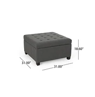 Storage Ottoman with Button-Tufted Lid, Upholstered Square Bench for Living Room, Bedroom, Entryway-The Pop Home