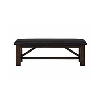 Jofran Kona Grove Distressed Rustic Solid Wood 54"" Upholstered Trestle Dining Bench