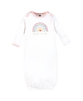 Hudson Baby Baby Girls Hudson Gown, Swaddle Blanket and Cap or Headband, Modern Rainbow, 0-6 Months