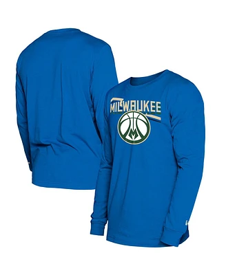 New Era Men's Royal Milwaukee Bucks 2024/25 City Edition Long Sleeve T-Shirt