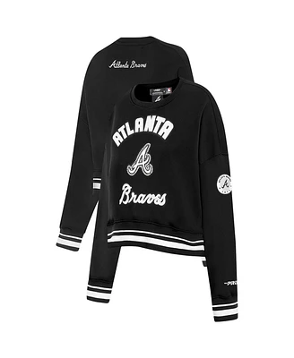 Pro Standard Women's Black Atlanta Braves Cultivated-Pearl Cropped Pullover Sweatshirt