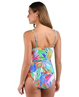 La Blanca Women's Tropi-Flage Twist-Front Tankini Top