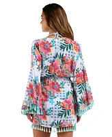 La Blanca Women's Riveria Resort Tie-Front Kimono Cover-Up