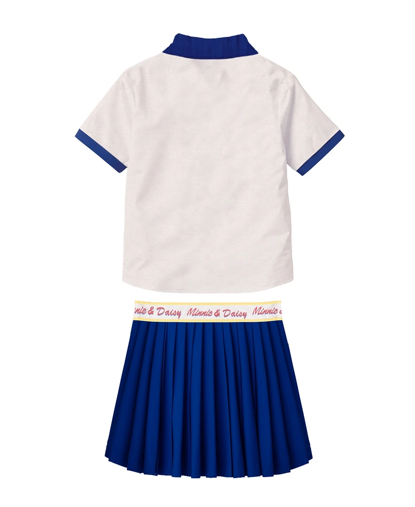 Disney Toddler and Little Girls 2-Piece Minnie Daisy Polo Shirt Pleated Skirt Set