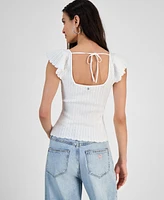 Guess Women's Laurel Square-Neck Pointelle Sweater