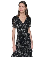 Karl Lagerfeld Paris Women's Dot-Print Ruffle Midi Dress
