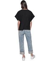 Karl Lagerfeld Paris Women's Embellished-Pocket Tee