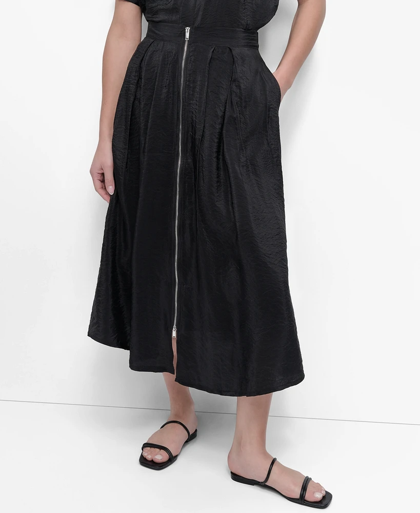 Dkny Women's Zip-Front Tech Midi Skirt