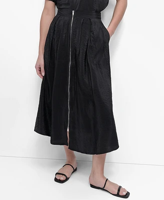 Dkny Women's Zip-Front Tech Midi Skirt