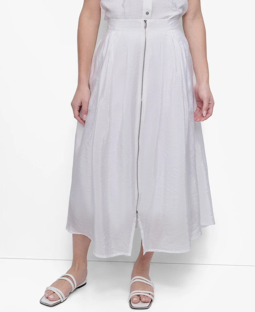 Dkny Women's Zip-Front Tech Midi Skirt