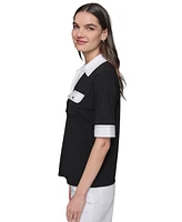 Karl Lagerfeld Paris Women's Oversized Contrast-Trim Top