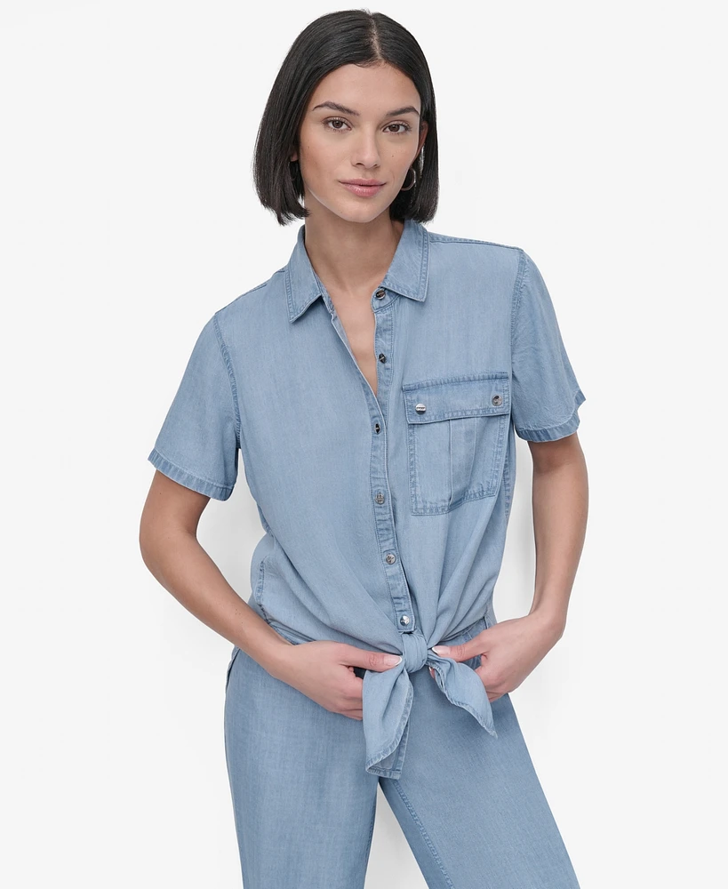 Dkny Women's Short-Sleeve Tie-Front Shirt