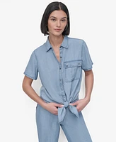 Dkny Women's Short-Sleeve Tie-Front Shirt