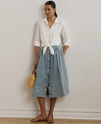 Lauren Ralph Lauren Women's Button-Front Denim Skirt