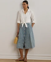 Lauren Ralph Lauren Women's Button-Front Denim Skirt