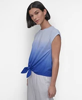 Dkny Women's Sleeveless Ombre Tie-Front Blouse