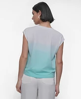Dkny Women's Sleeveless Ombre Tie-Front Blouse