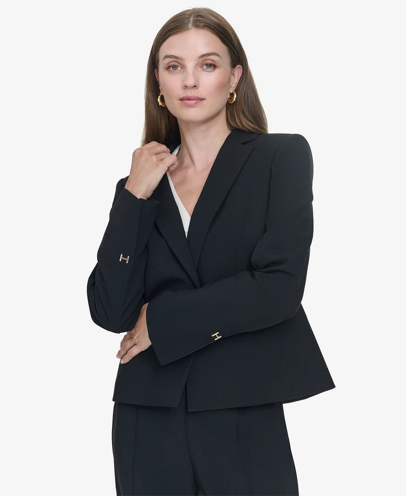 Halston Women's Logo-Hardware Single-Button Blazer