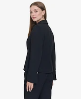 Halston Women's Logo-Hardware Single-Button Blazer