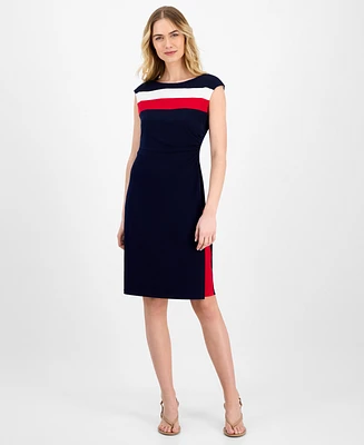 Connected Sleeveless Tri-Tone Sheath Dress
