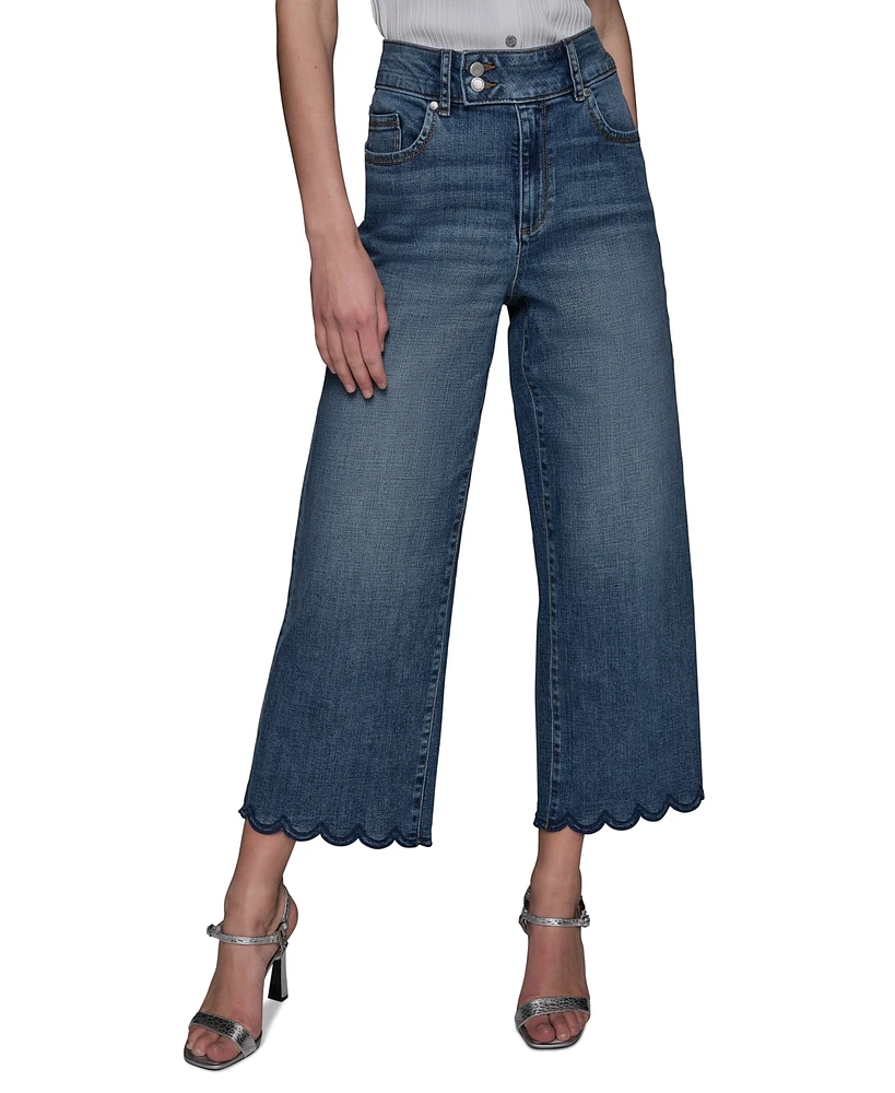 Karl Lagerfeld Paris Women's Scallop-Edge Cropped Jeans