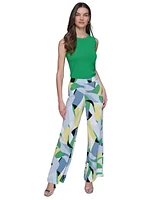 Karl Lagerfeld Paris Women's Geo-Print Wide-Leg Pants