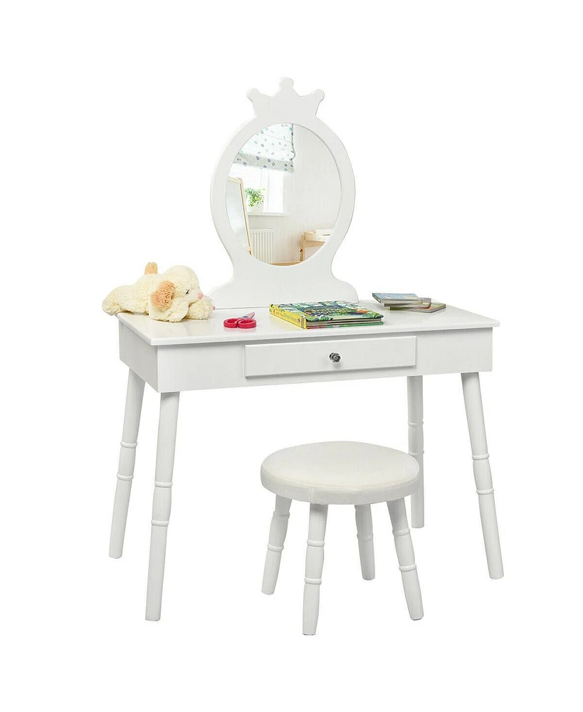 Gouun Kids Vanity Makeup Table & Chair Set Make Up Stool