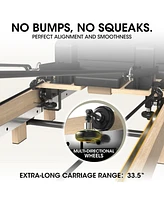 Er Kang Wooden Foldable Pilates Reformer Machine with Springs, Pilates Machines for Home Use and Studio, Pilates Equipment with Sitting Box, Jump Boar