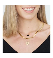 The Lovery Onyx Single Heart Necklace 14K Gold
