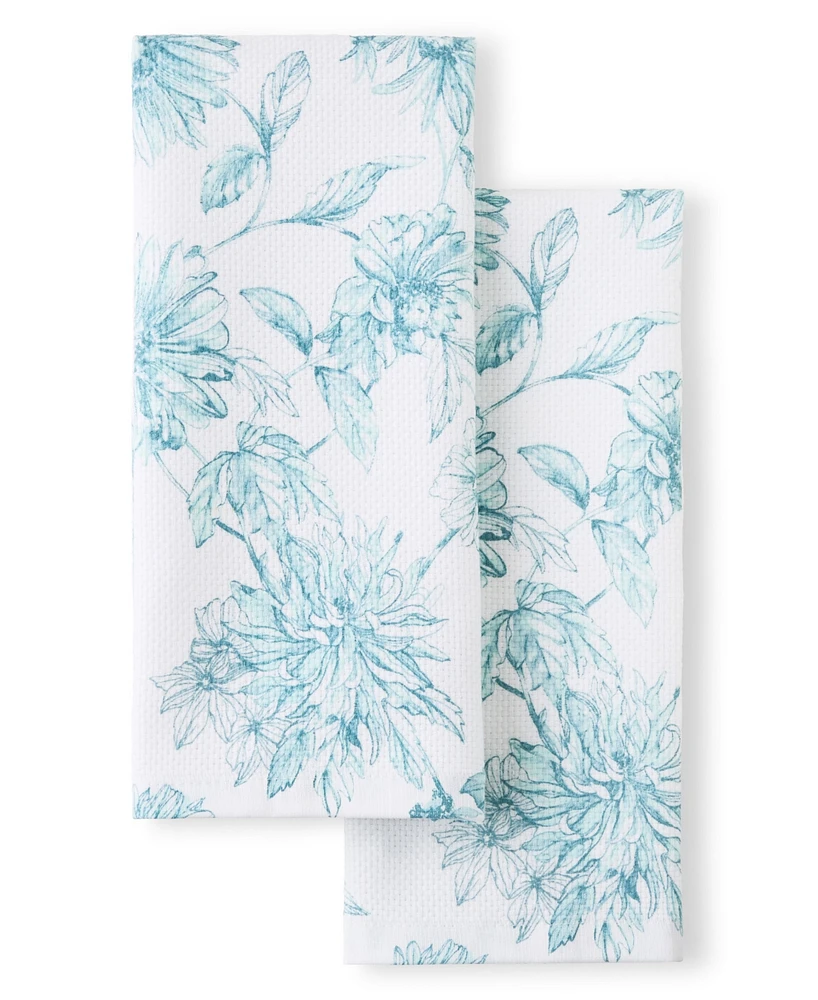 Fiesta Floral Cotton Kitchen Towel Set, 16" x 28"