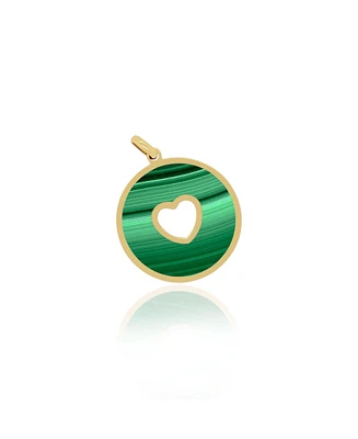 The Lovery Malachite Donut Heart Charm 14K Gold