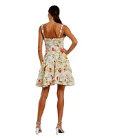 Mac Duggal Women's Ruffle Floral Sweetheart Neck Mini Dress