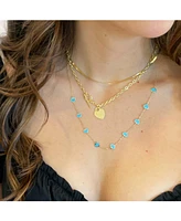 The Lovery Turquoise Heart Station Necklace 14K Gold