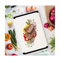 Large Cutting Board - Plastic Boards for Kitchen, 18 x 12 Inch with Rubber Edges, Juice Grooves, Non-Slip, Dishwasher Safe