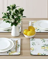 Laura Ashley Lemon Floral Cork Placemats Set of 4, 16" x 12"