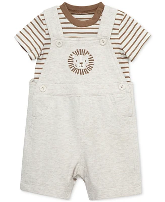 Little Me Baby Boys 2-Pc. Stripe T-Shirt & Lion Shortall Set
