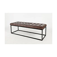 Global Archive 55" Genuine Distressed Leather Ottoman Bench