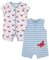 Little Me Baby Boys Crab Rompers, Pack of 2