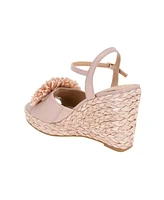 BCBGeneration Women's Erika Raffia Flower Wedge Sandals