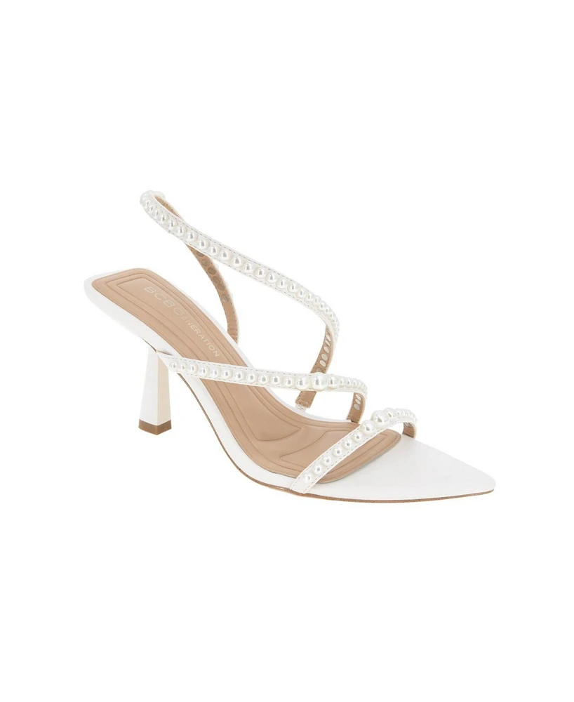 BCBGeneration Women's Imani Cultivated Pearl Strappy Dress Sandals