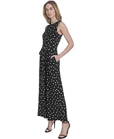 Tommy Hilfiger Women's Polka-Dot Straight-Leg Jumpsuit